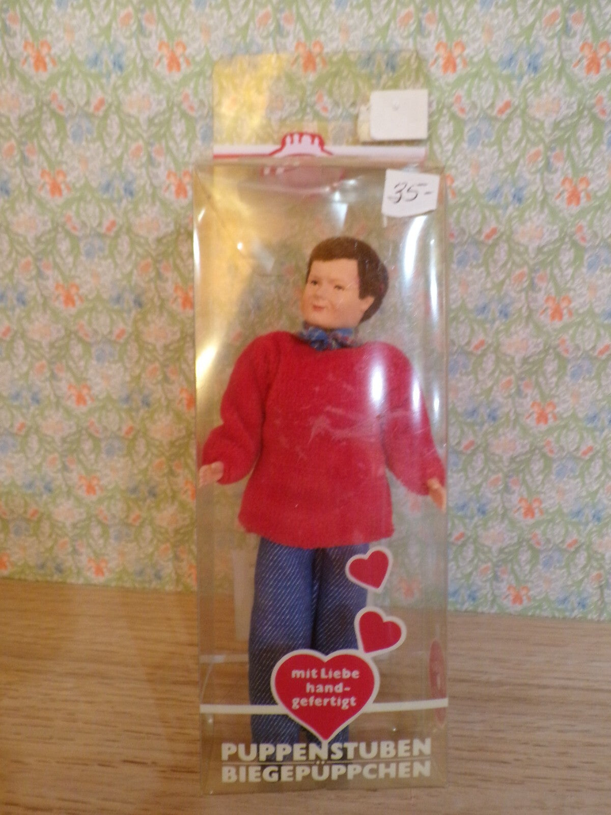 Dollhouse Caco Male Doll in Red Sweater and Jeans 1/12 Scale