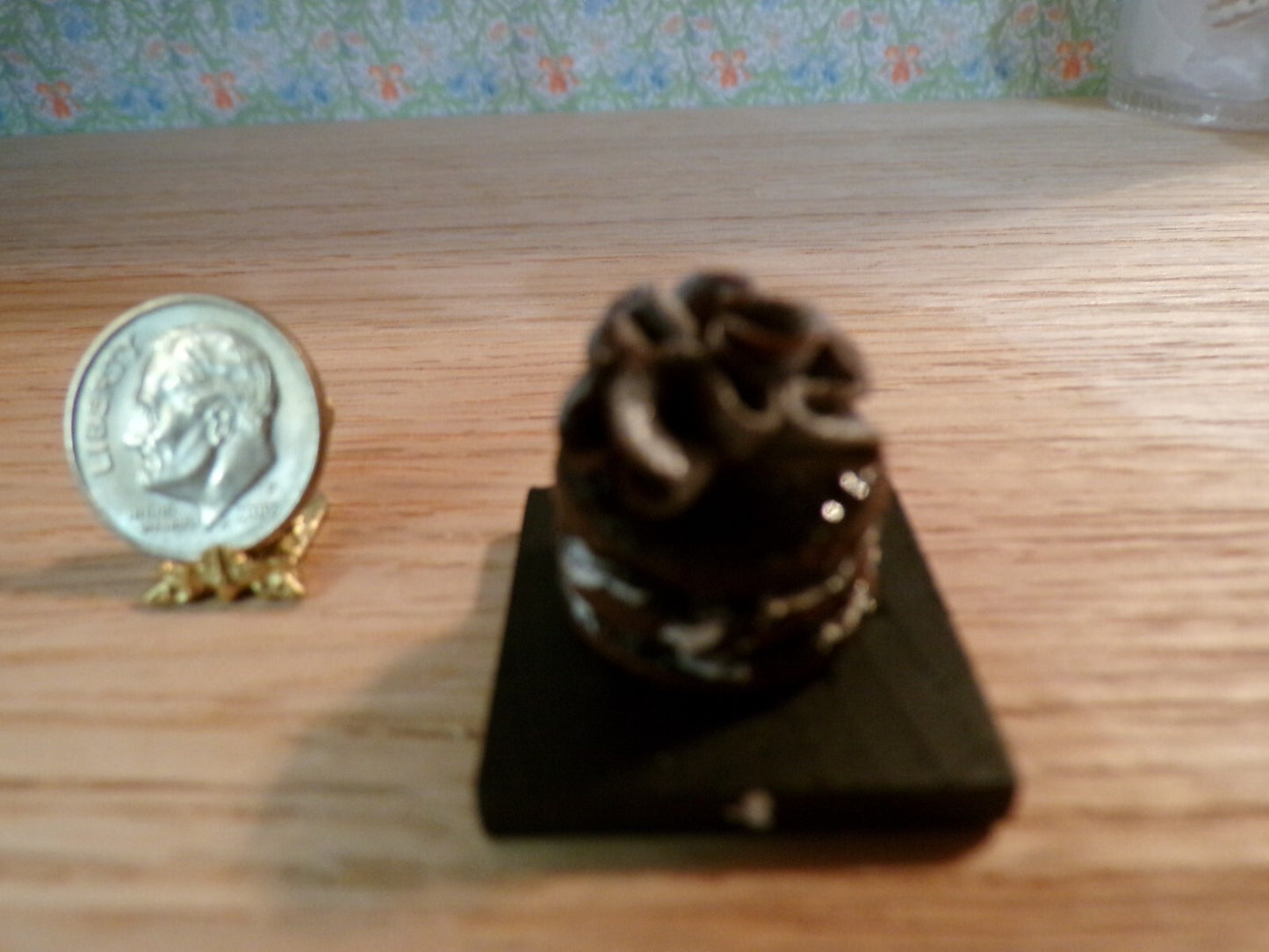 Dollhouse Miniature Triple Chocolate Truffles Cake - Handcrafted