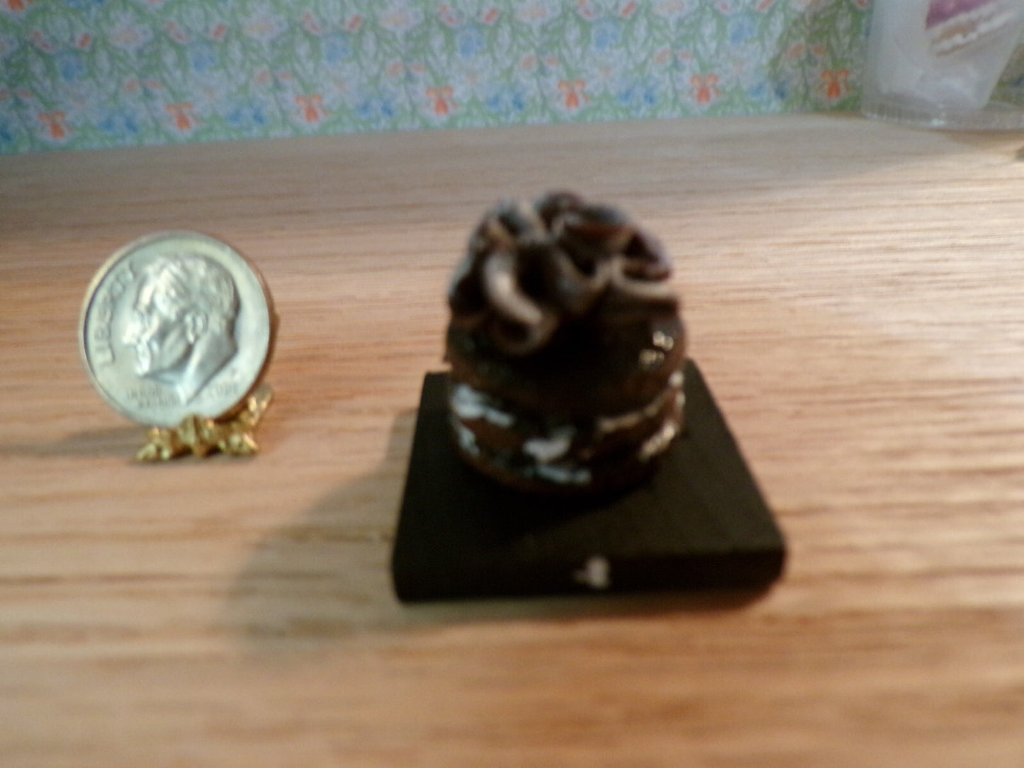 Dollhouse Miniature Triple Chocolate Truffles Cake - Handcrafted