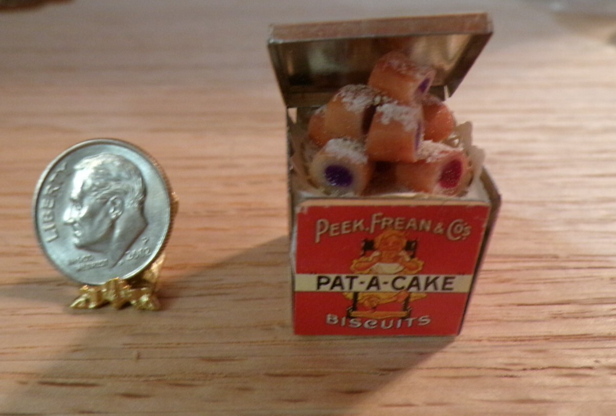 Dollhouse Miniature Square Tin with Dessert - Handcrafted