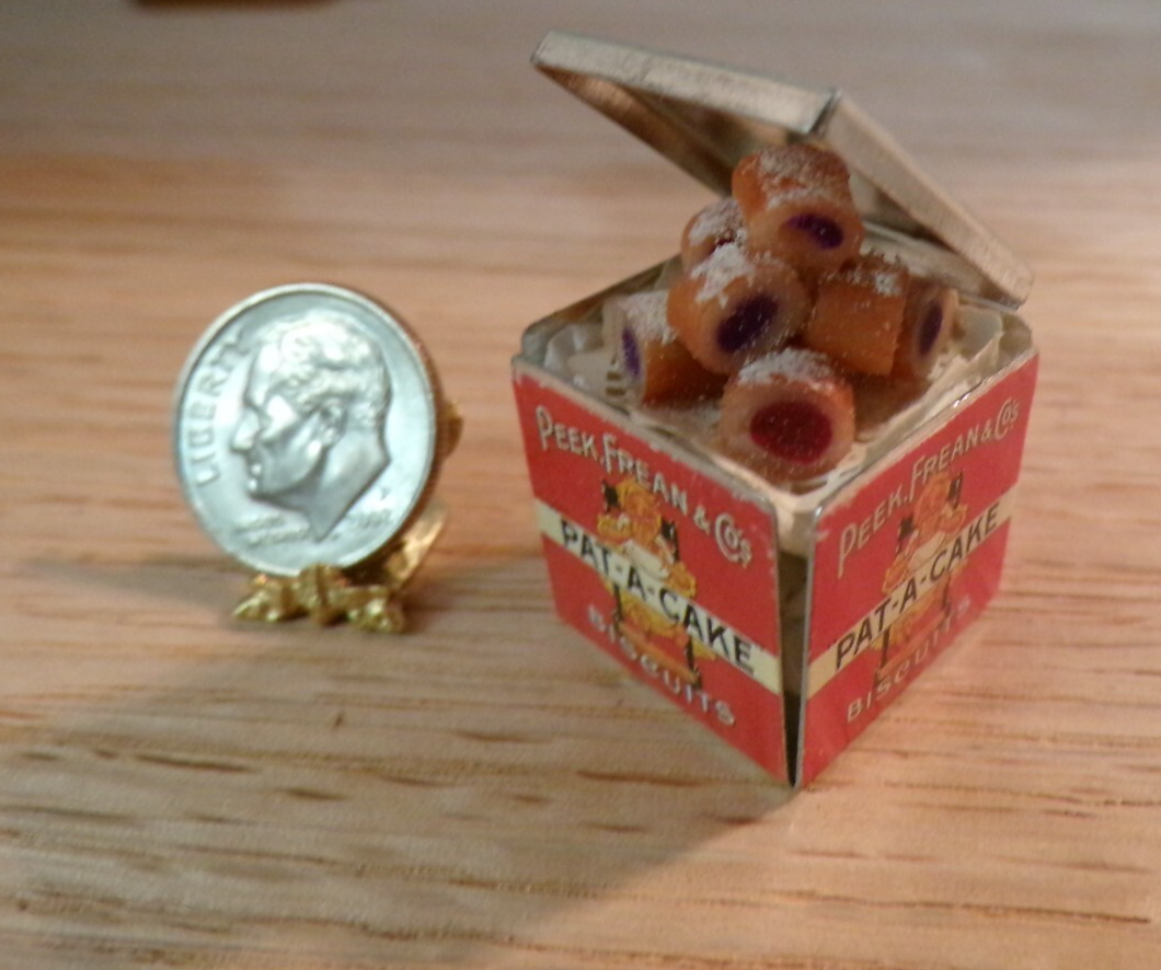 Dollhouse Miniature Square Tin with Dessert - Handcrafted