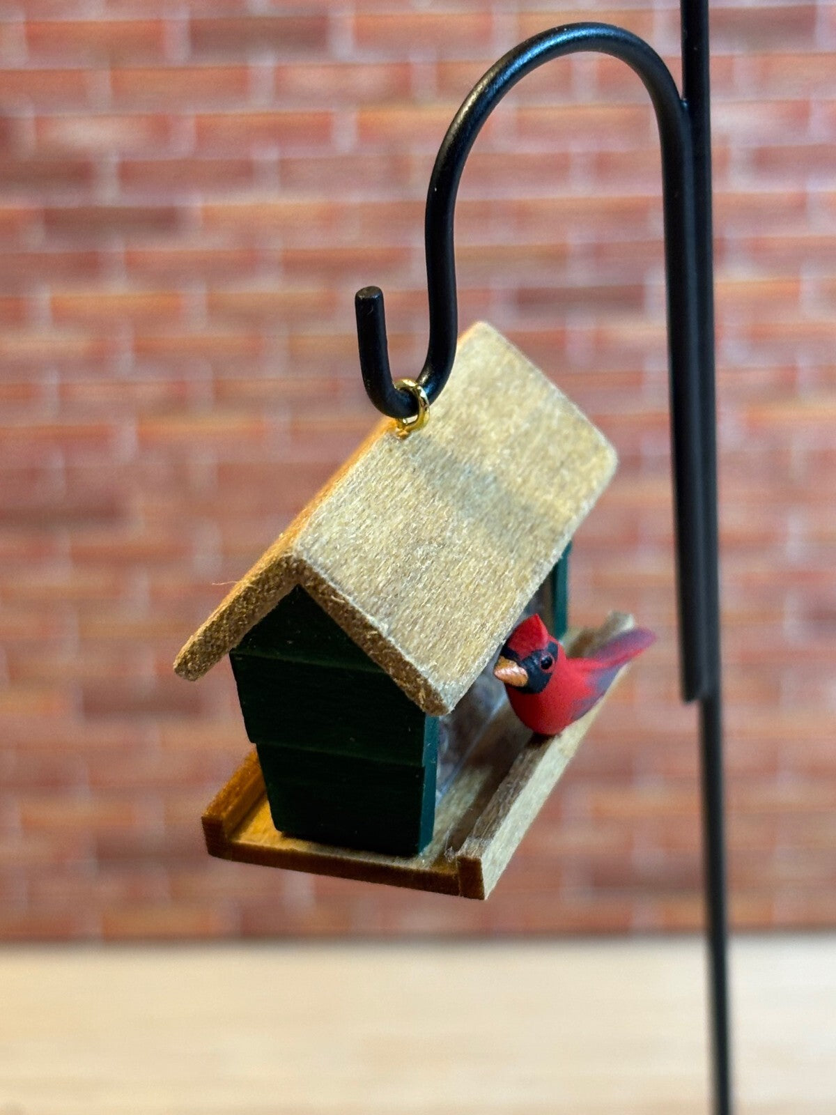 Dollhouse Miniature Birdfeeder with Cardinal - Handcrafted