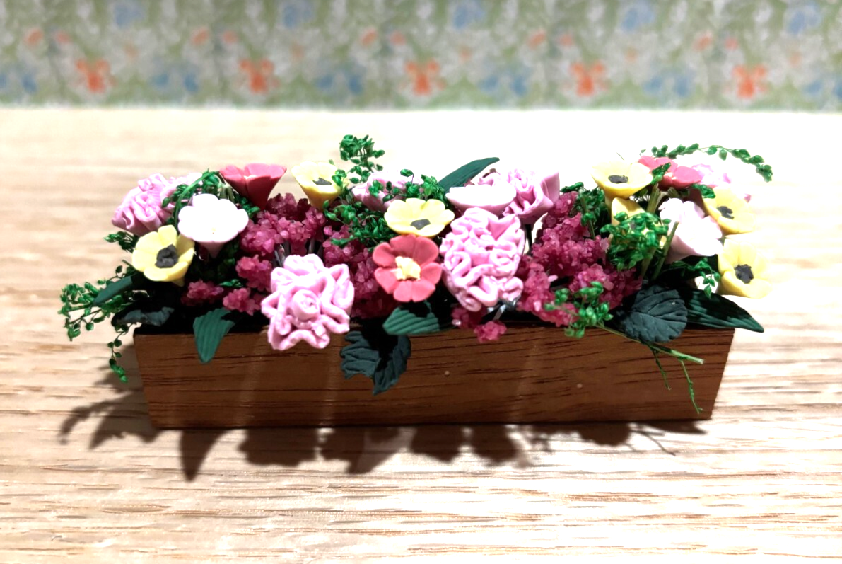 Dollhouse Miniature Pink Carnation Window Box