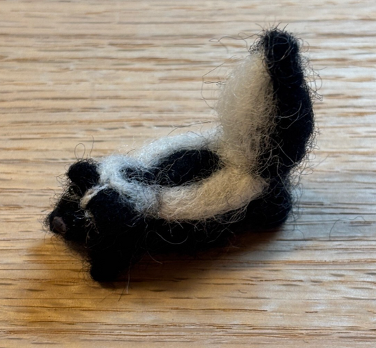 Dollhouse Miniature Felted Skunk, Handcrafted