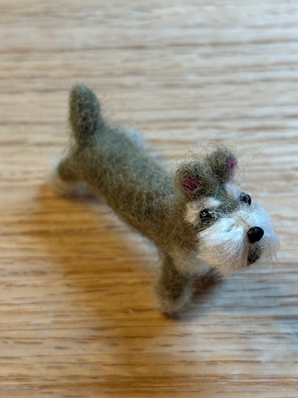 Dollhouse Miniature Felted Schnauzer, Handcrafted