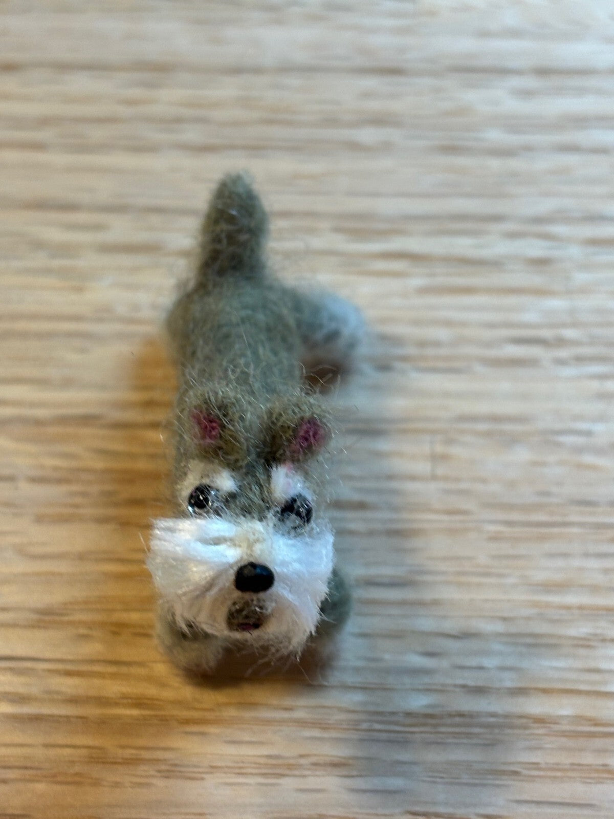 Dollhouse Miniature Felted Schnauzer, Handcrafted