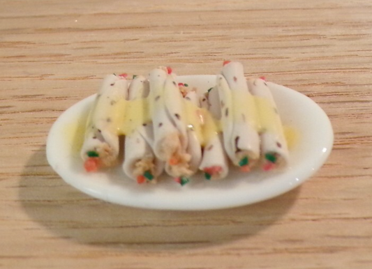 Dollhouse Miniature Chicken Enchilada Platter - Handcrafted