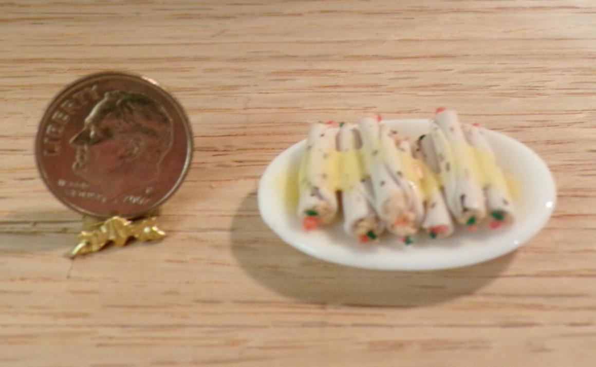 Dollhouse Miniature Chicken Enchilada Platter - Handcrafted