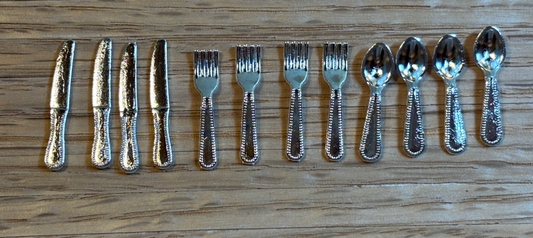 Dollhouse Miniature Cutlery Set of 12