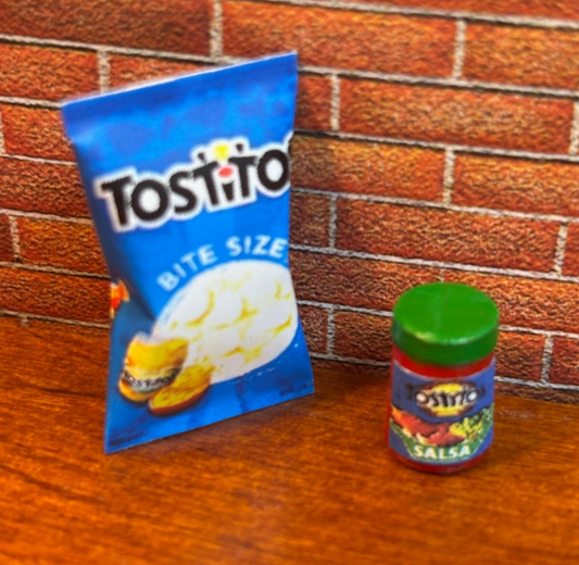 Dollhouse Miniature Tostitos and Salsa - Handcrafted