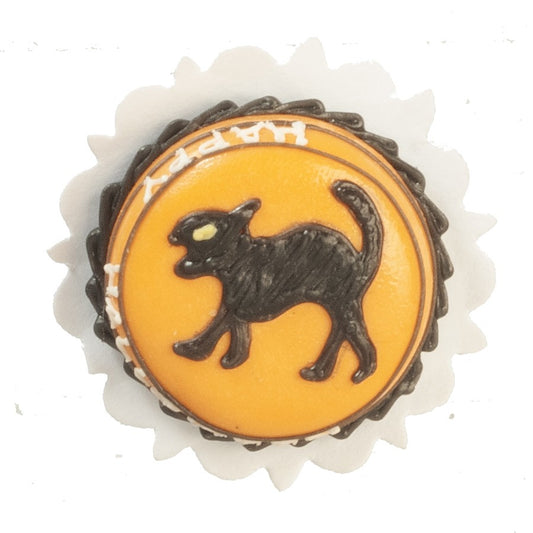 Dollhouse Miniature Halloween Cake  - Black Cat