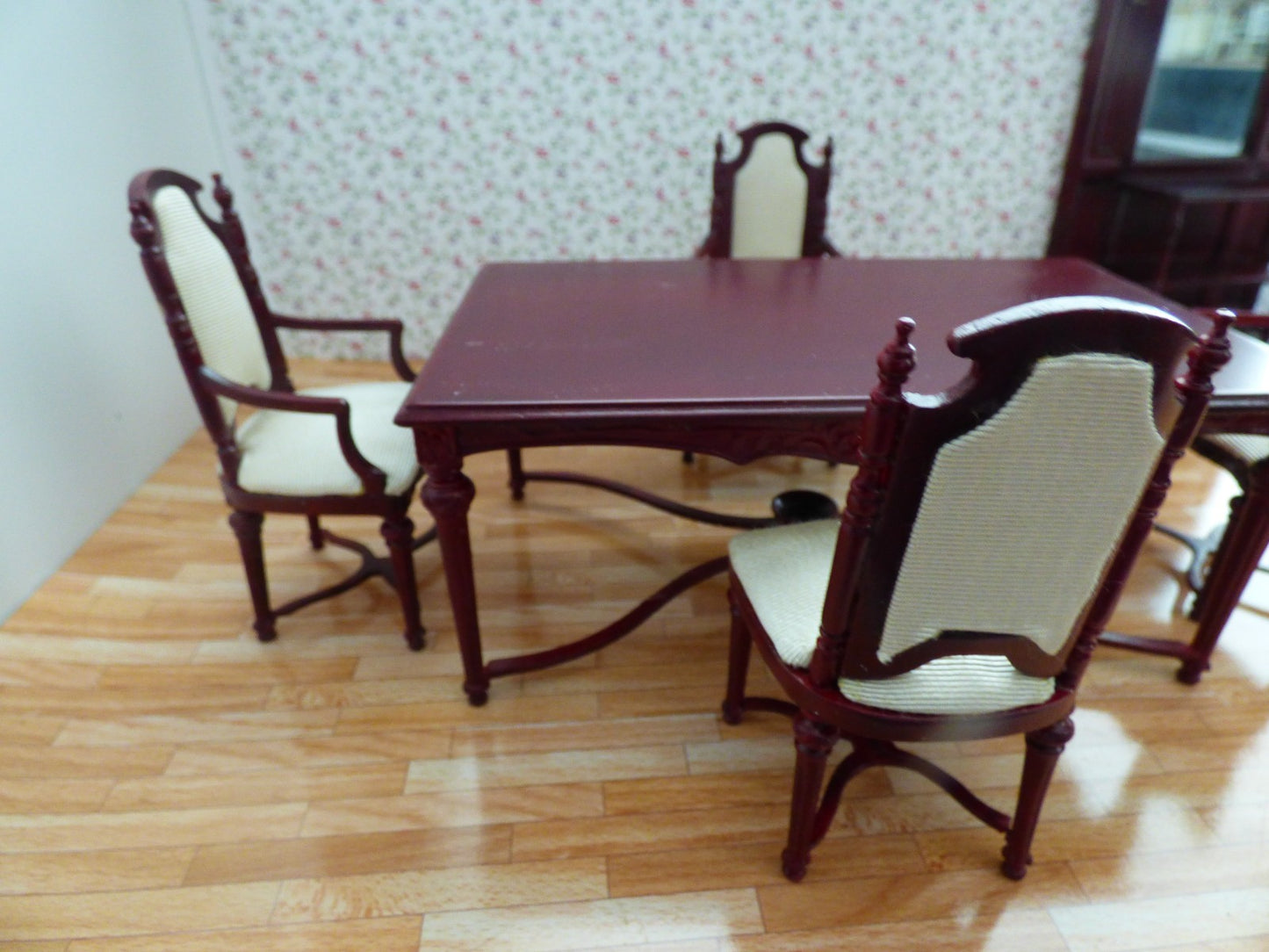 Dollhouse Miniature Mahogany Dining Room Set of 6 by Hansson