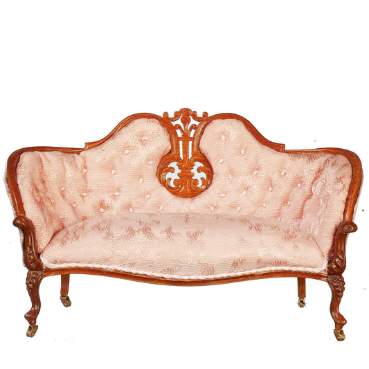 JBM Dollhouse Miniature Victorian Settee - Walnut