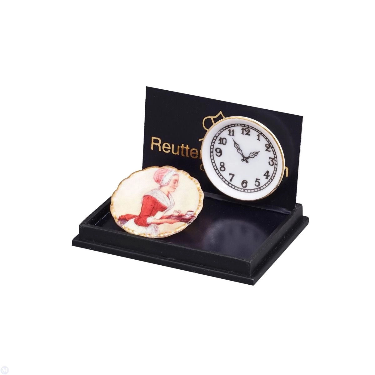 Reutter Porcelain - Dollhouse Miniature Porcelain Kitchen Clock with Plate