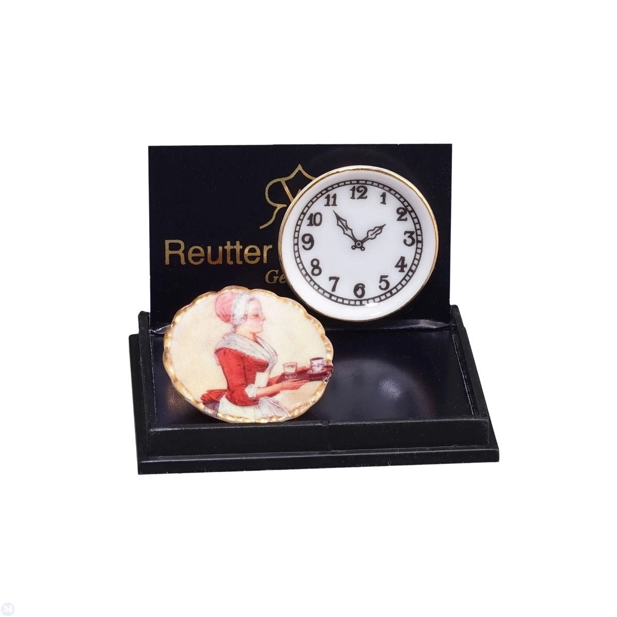 Reutter Porcelain - Dollhouse Miniature Porcelain Kitchen Clock with Plate
