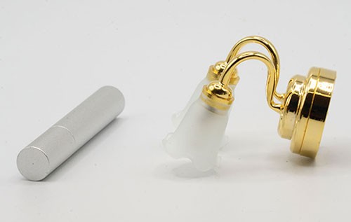 Miniature Dollhouse LED Battery Double Wall Sconce W/White Tulip Shade and Wand