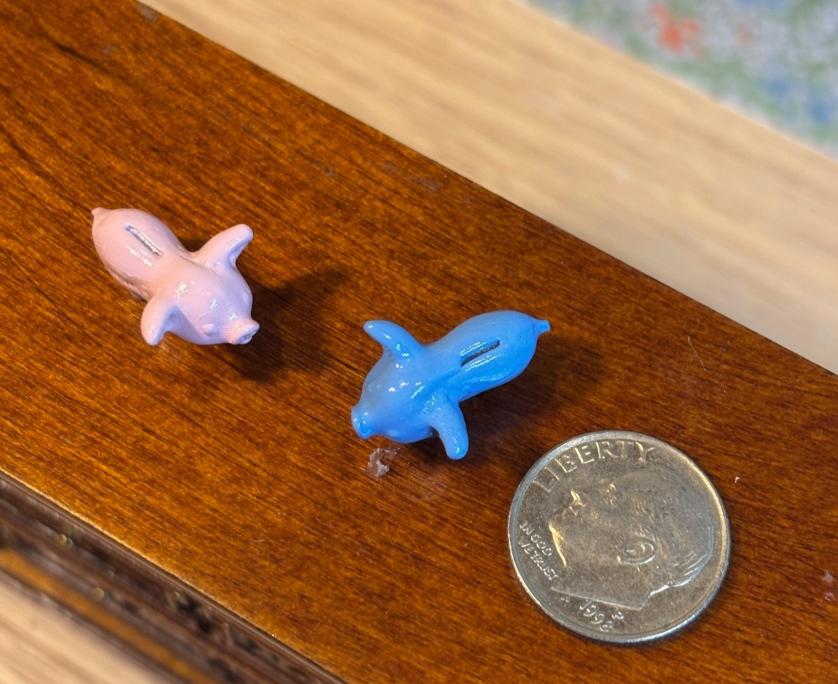 Dollhouse Miniature Piggy Bank - Pink or Blue