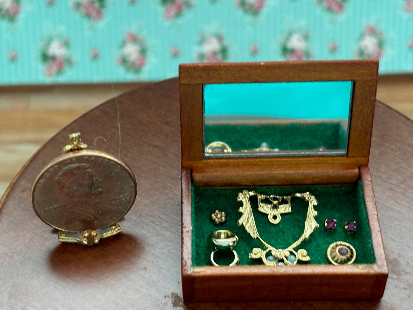 Miniature Dollhouse Handcrafted Large Wooden Jewelry Box - Several Designs