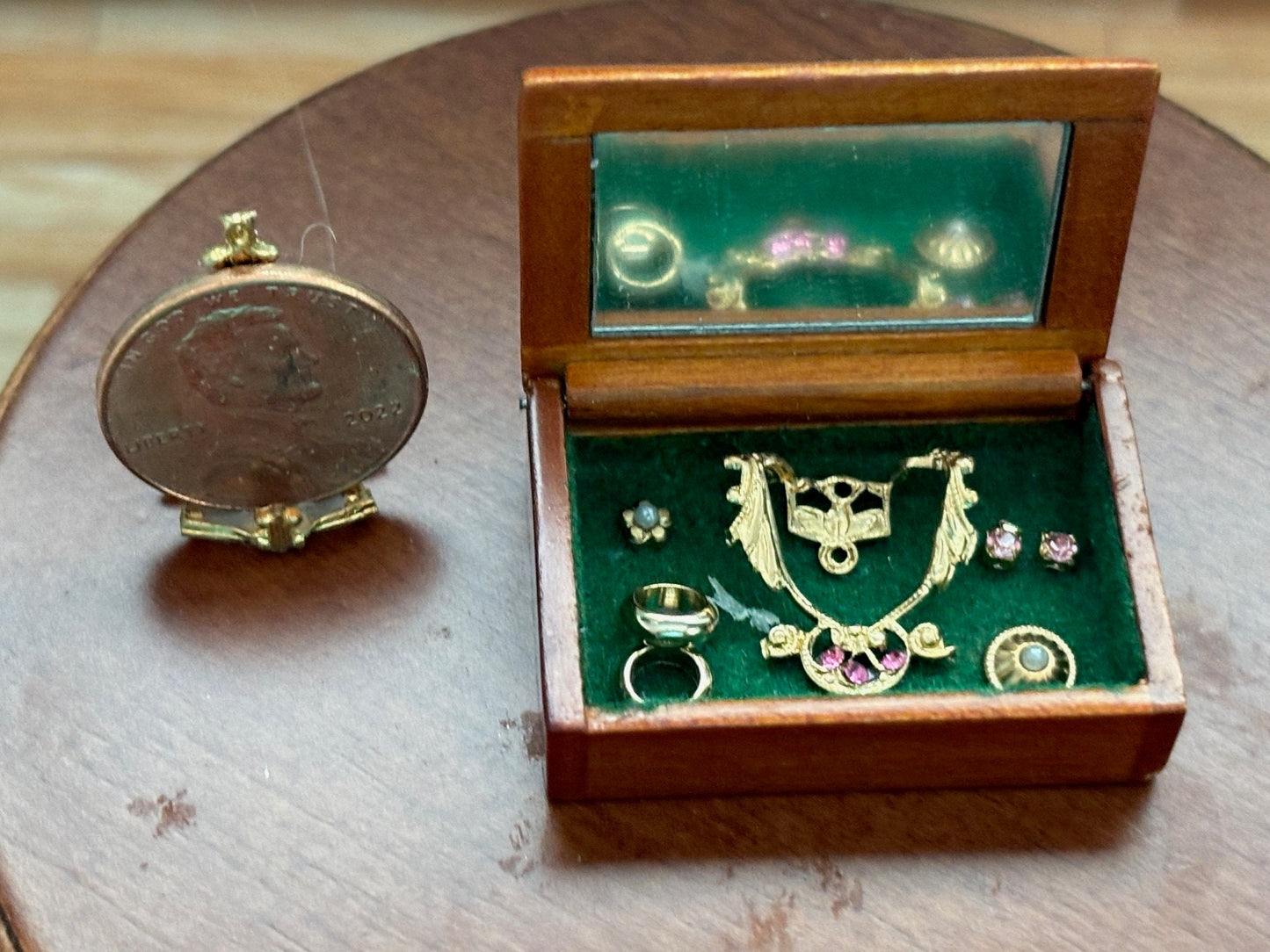 Miniature Dollhouse Handcrafted Large Wooden Jewelry Box - Several Designs