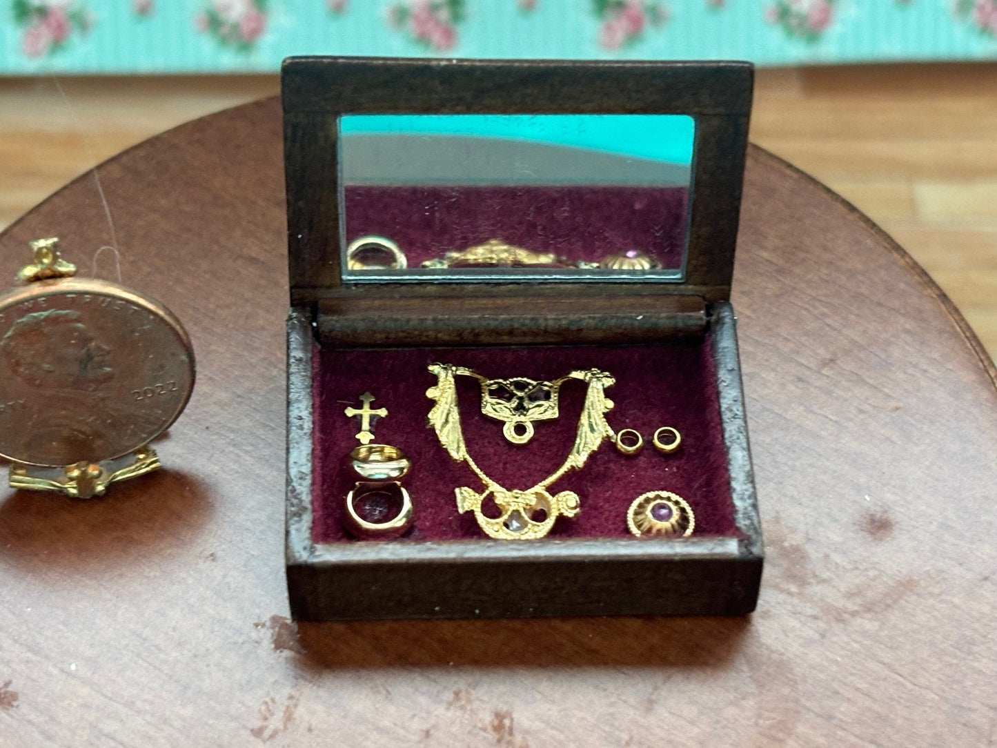 Miniature Dollhouse Handcrafted Large Wooden Jewelry Box - Several Designs