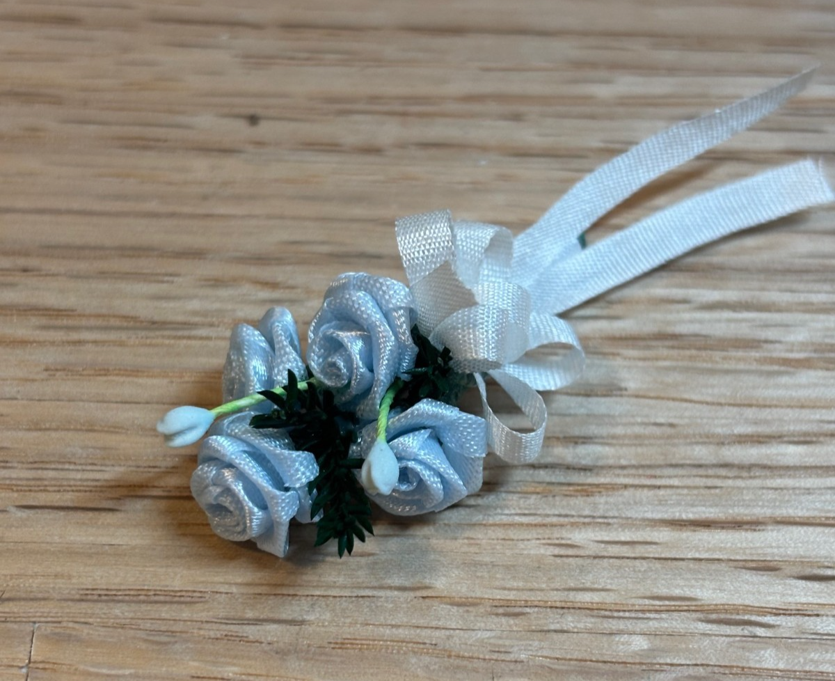 Dollhouse Miniature Bridesmaid Bouquet - Blue and White
