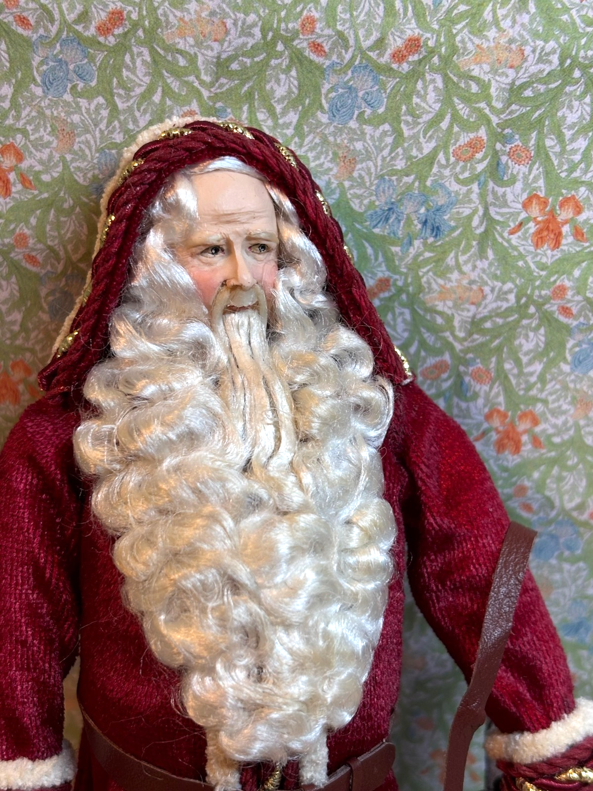 Dollhouse Miniature Old World Santa Doll with Toy Bag by Falcon Miniatures