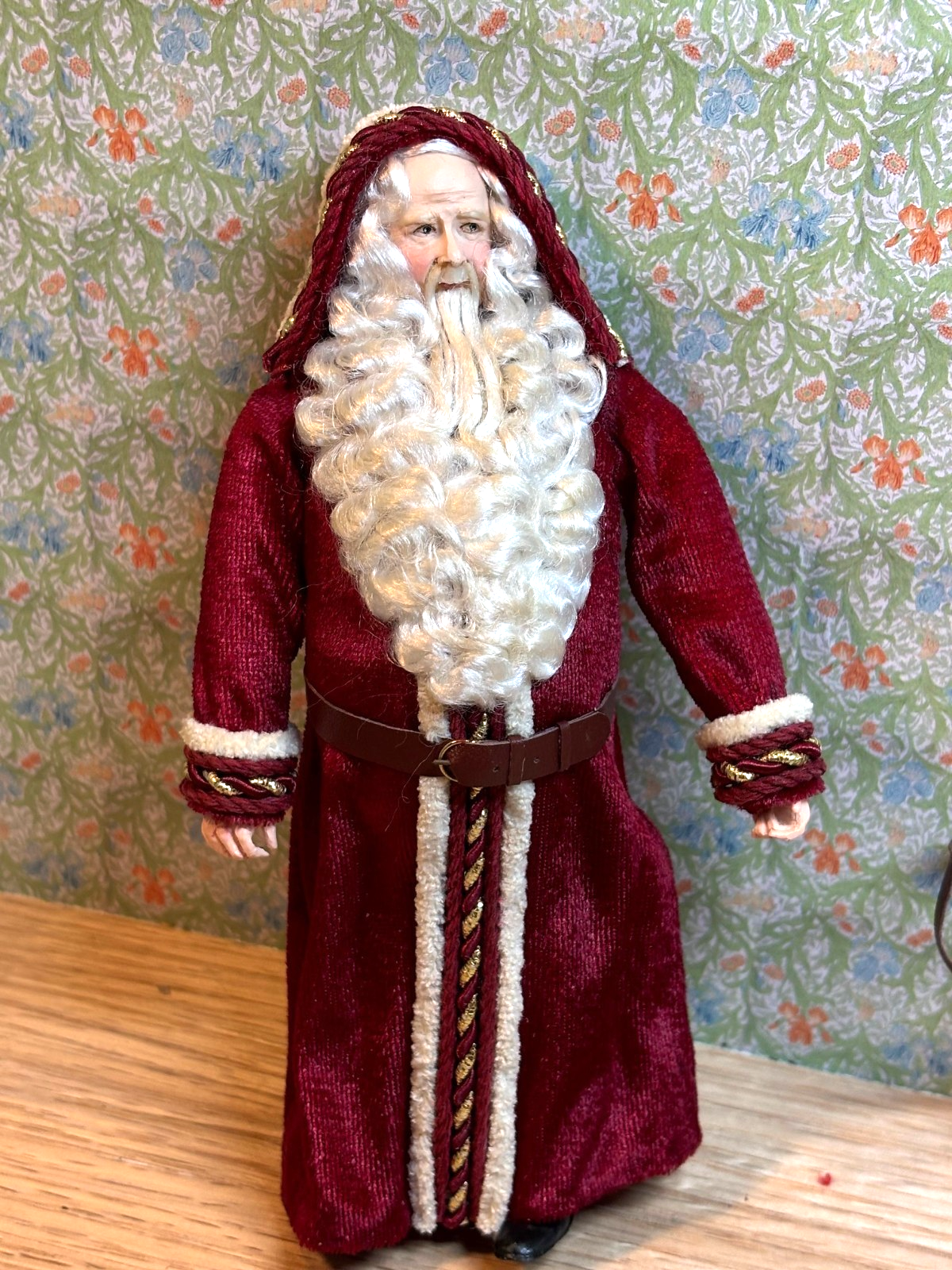 Dollhouse Miniature Old World Santa Doll with Toy Bag by Falcon Miniatures