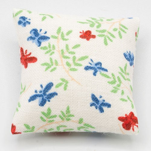 Dollhouse Miniature Pillow: White with Butterflies