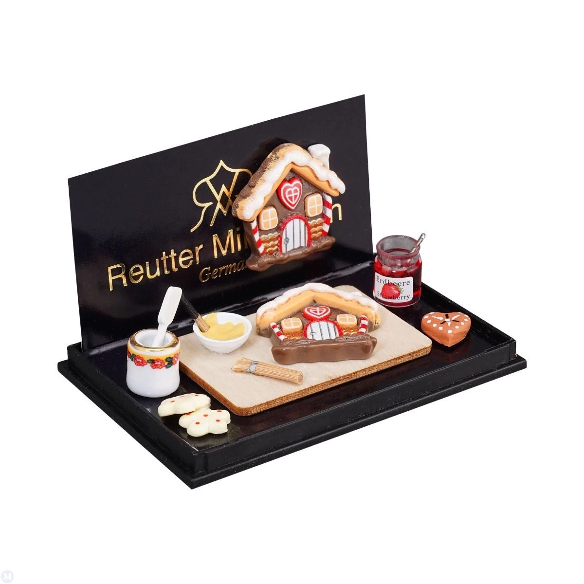Dollhouse Miniature Gingerbread House Baking Set by Reutter Porcelain