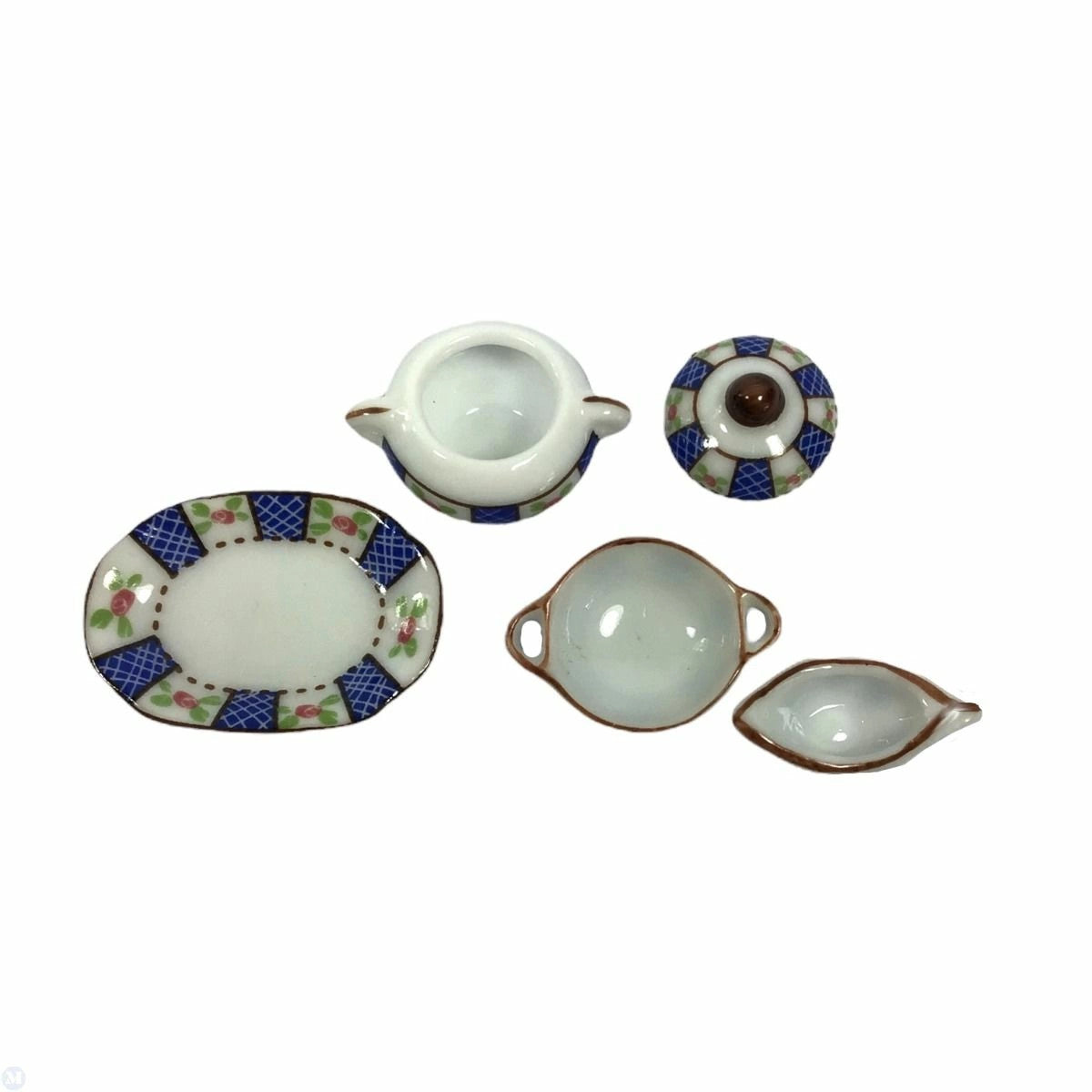 Dollhouse Miniature Blue and White Dinner Set