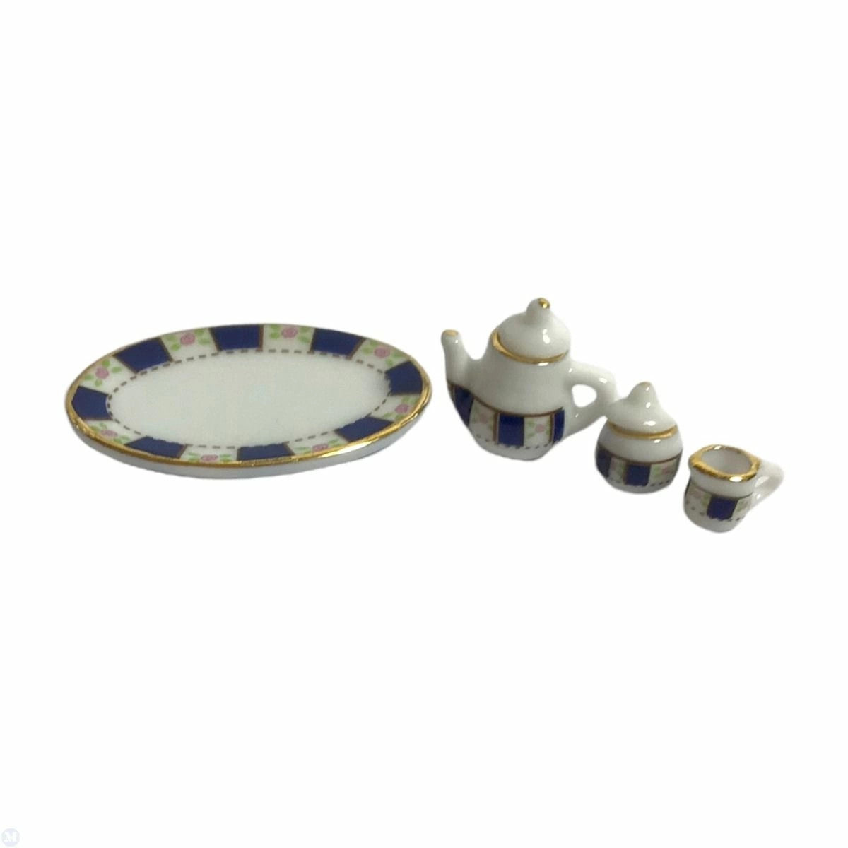 Dollhouse Miniature Blue and White Tea Serving Set