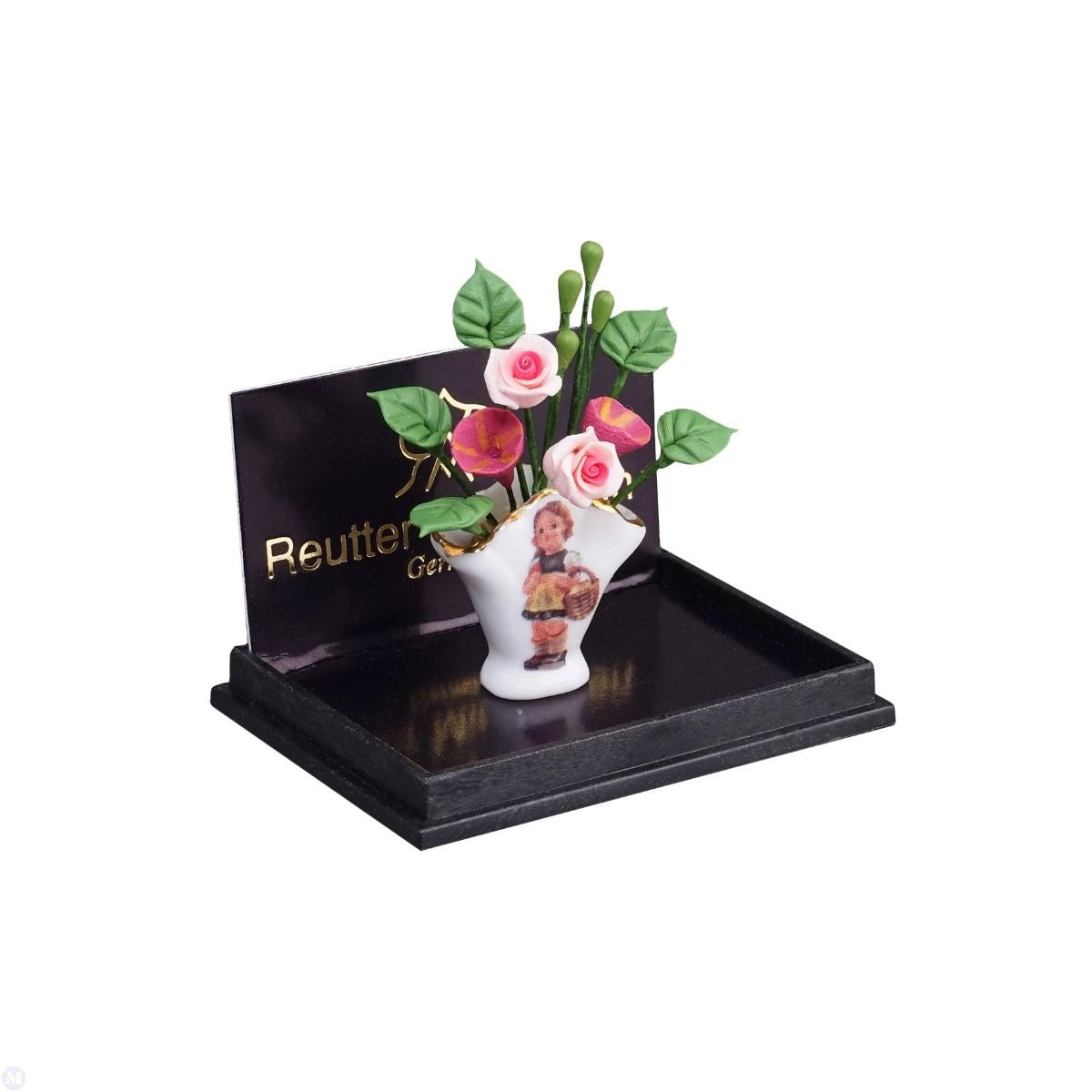 Dollhouse Miniature Fan Vase in Hummel Design by Reutter Porcelain