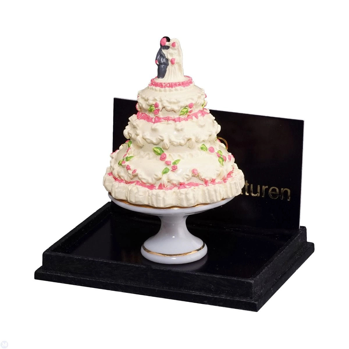 Dollhouse Miniature Wedding Cake on Porcelain Stand by Reutter Porcelain