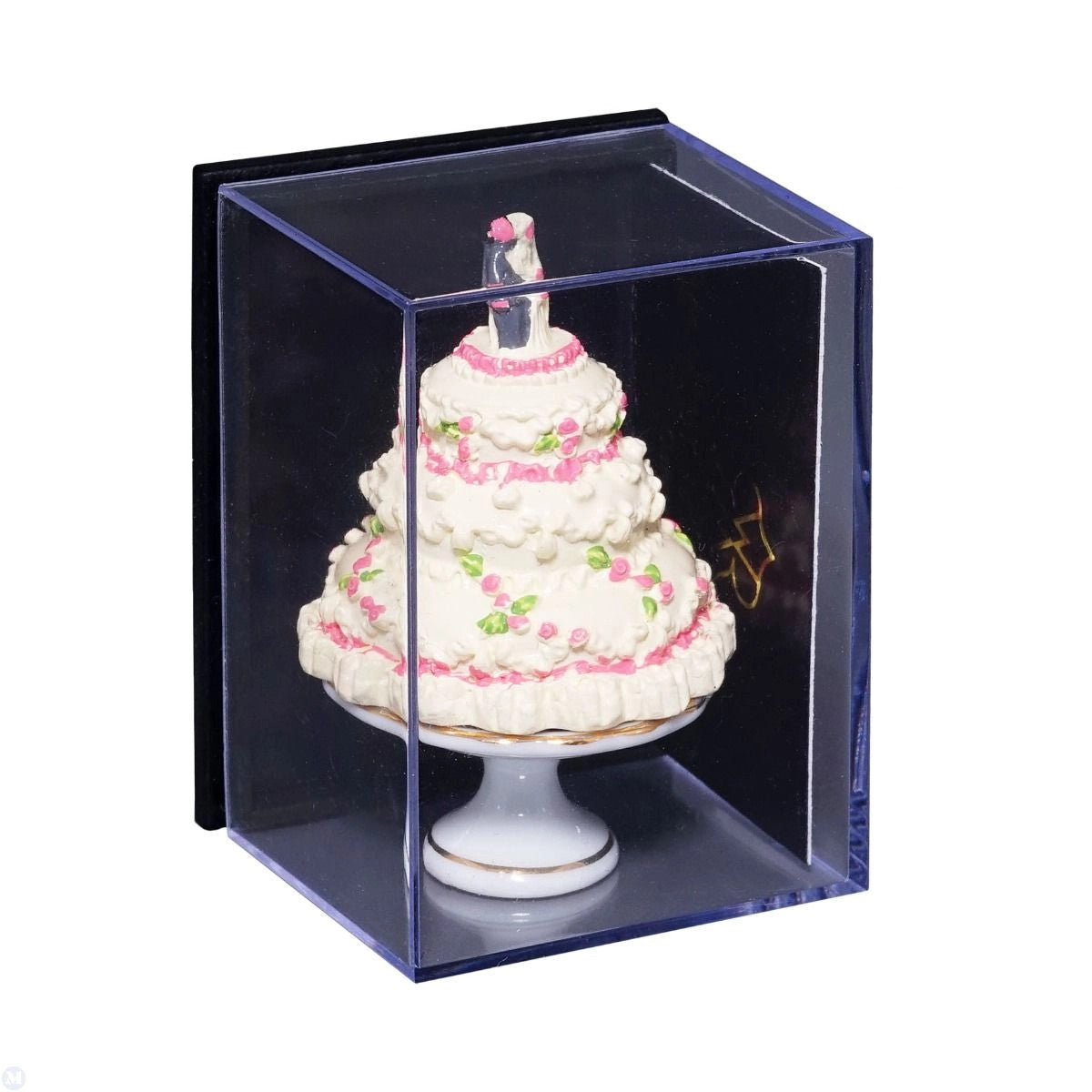 Dollhouse Miniature Wedding Cake on Porcelain Stand by Reutter Porcelain