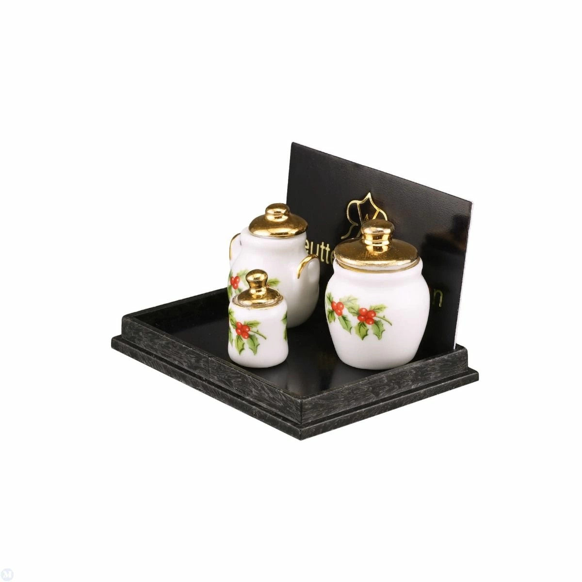 Dollhouse Miniature 3 Christmas Cookie Jars, Mistletoe, by Reutter Porcelain