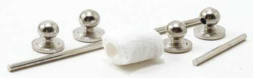 Dollhouse Miniature Silver Towel Bar and Toilet Paper Holder