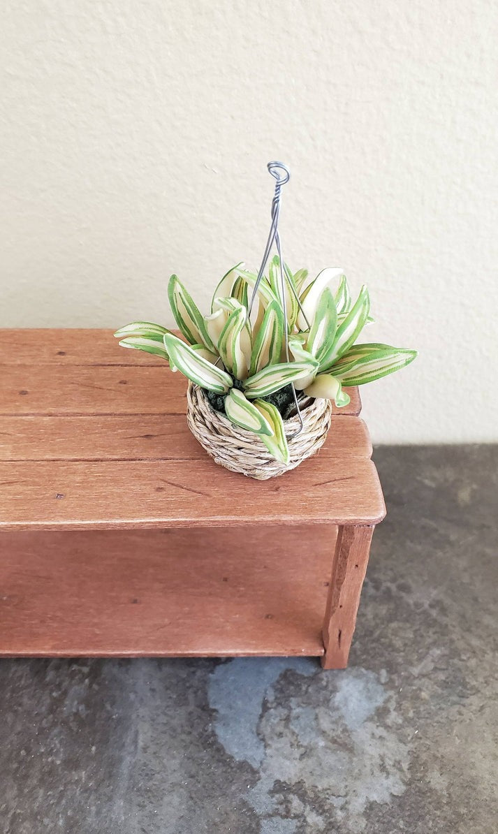 Dollhouse Miniature Spider Plant Hanging Basket 1:12 Scale Houseplant