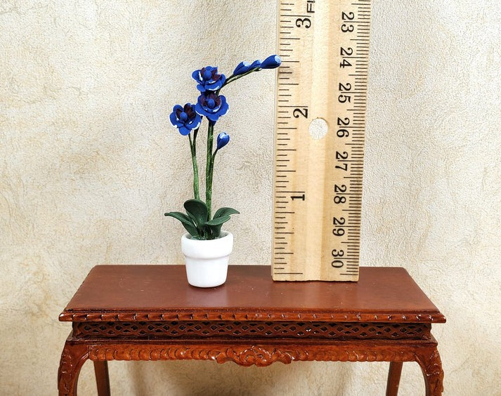 Dollhouse Tall Phalaenopsis Orchid in White Ceramic Pot Miniature 1:12 Scale