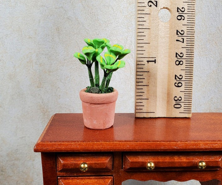 Dollhouse Lucky 4-Leaf Clovers in Terra Cotta Pot Miniature 1:12 Scale