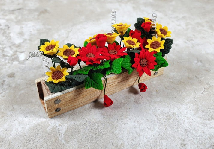 Dollhouse Fall Flowers in Window Box Planter Miniature 1:12 Scale
