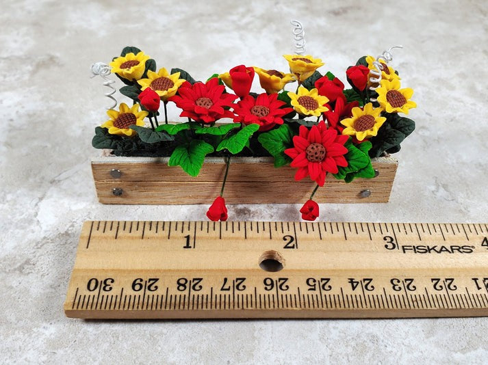 Dollhouse Fall Flowers in Window Box Planter Miniature 1:12 Scale