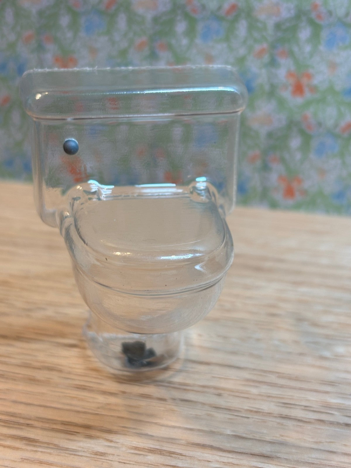 Dollhouse Miniature Clear Toilet with Silver Handle
