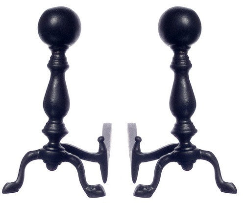 Dollhouse Miniature Woodfield Black Andirons by Falcon Miniatures - Set of 2