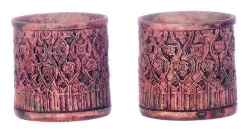 Dollhouse Miniature Ancient  Round Planter Large, Set of 2, by Falcon Miniatures