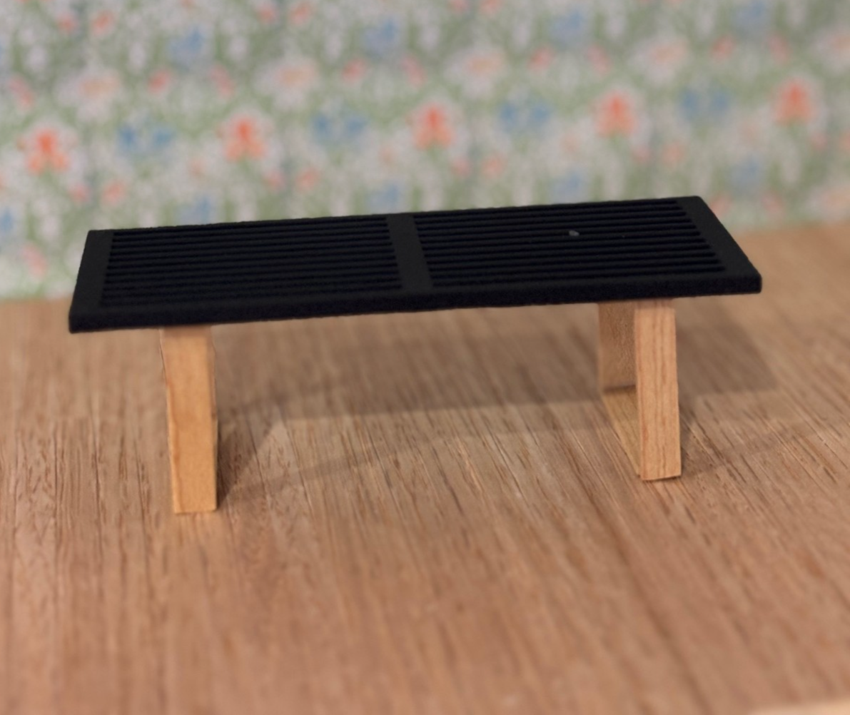 Miniature Dollhouse Nelson Black and Oak Bench by Warren Richardson
