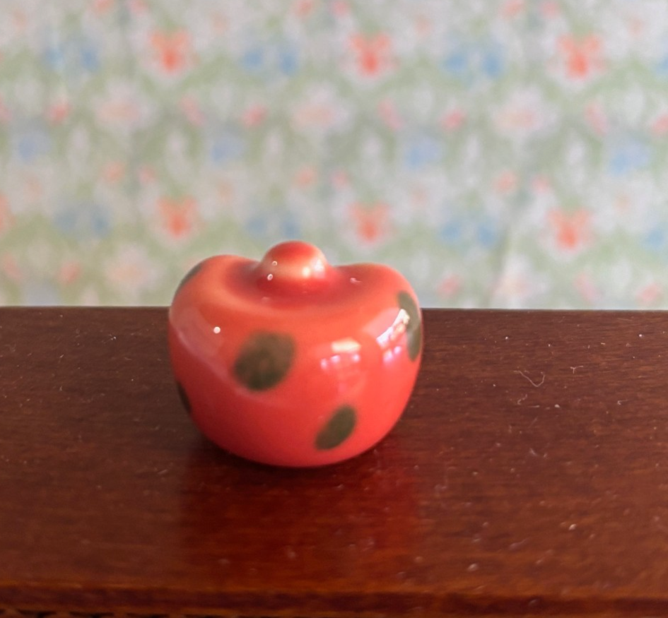 Dollhouse Miniature Glazed Ceramic Pumpkin Jar