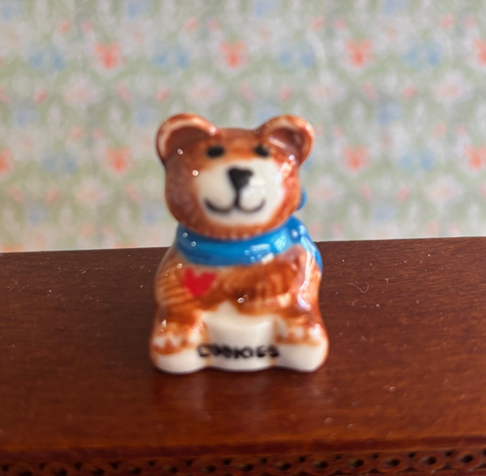 Dollhouse Miniature Happy Bear Porcelain Cookie Jar