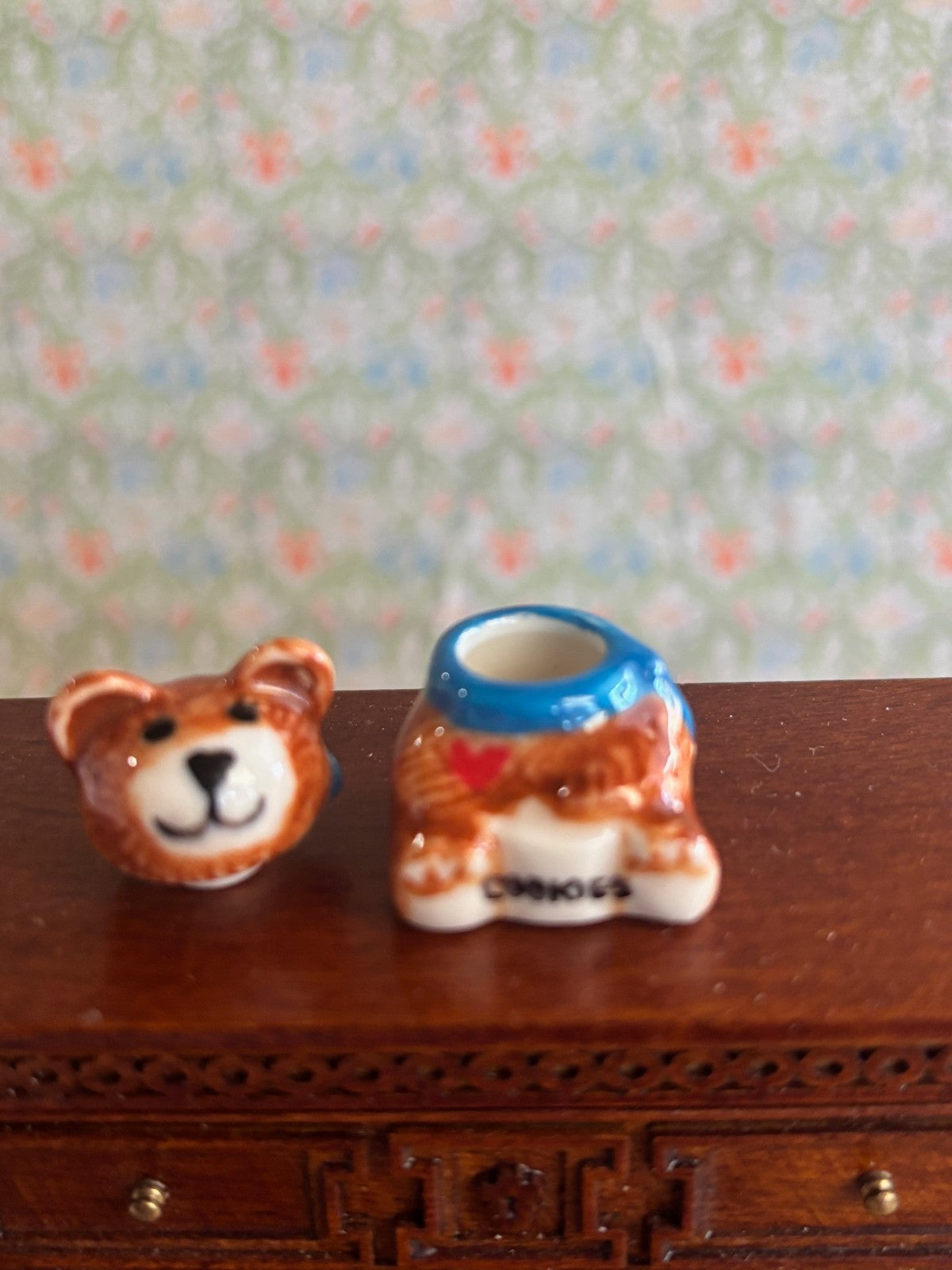 Dollhouse Miniature Happy Bear Porcelain Cookie Jar