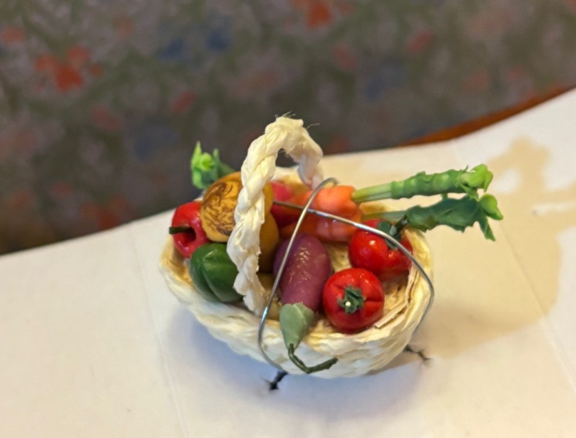 Basket of Assorted Vegetables - Dollhouse Miniature