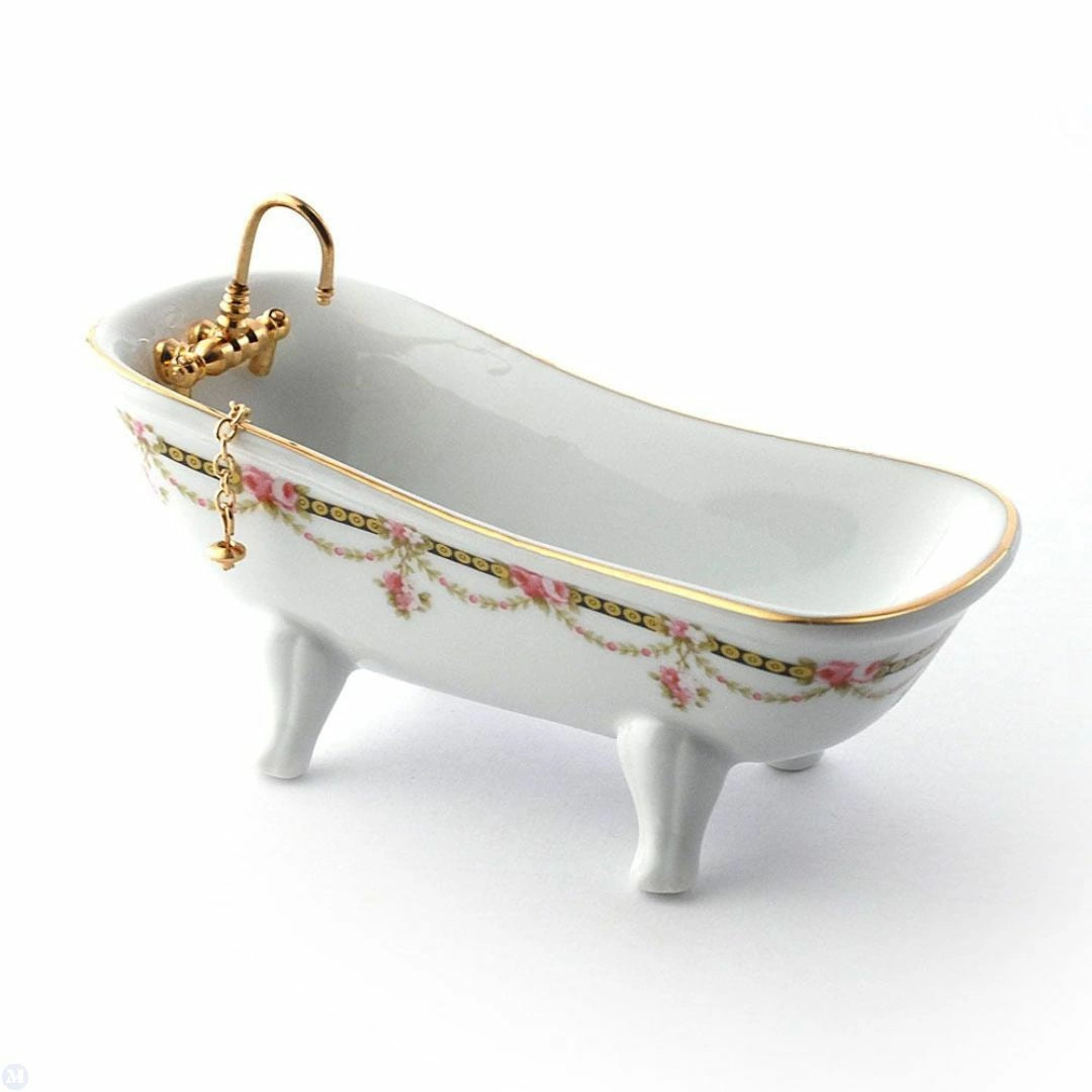 Reutter Porcelain - Dollhouse Miniature Victorian Rose 3-Piece Bathroom Set